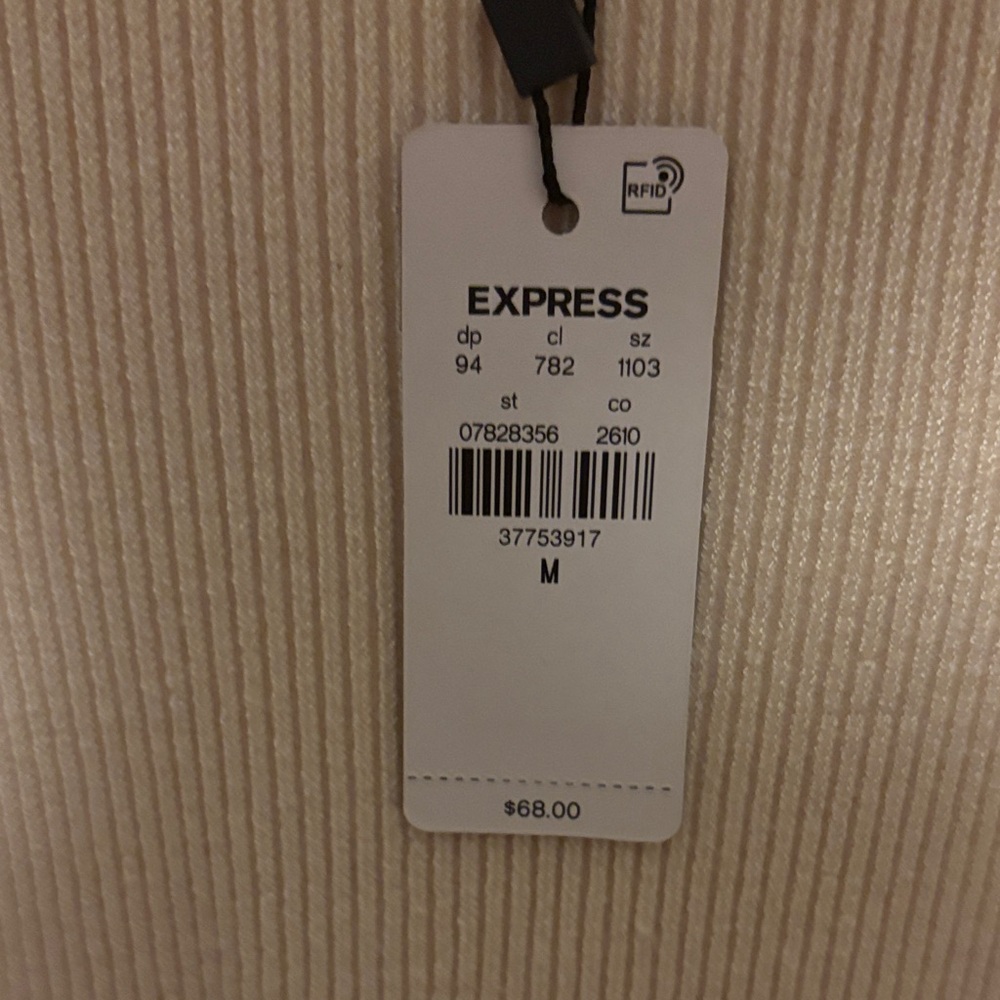 Express Cream Ribbed Midi Dress - Picture 4 of 8